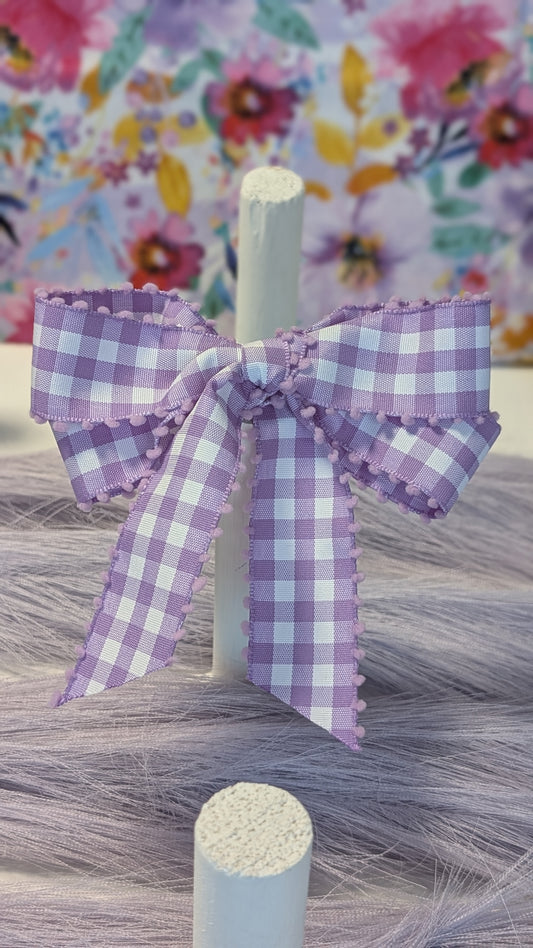 KKGF Double Loop Lavender Gingham Ribbon Bow