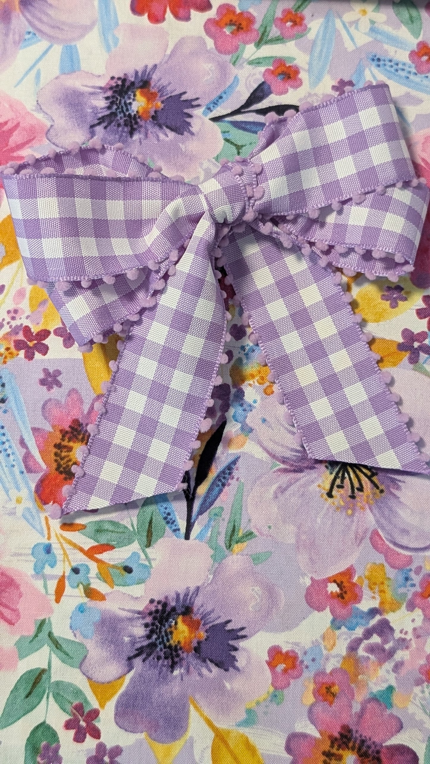 KKGF Double Loop Lavender Gingham Ribbon Bow