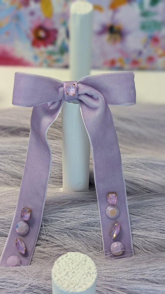 KKGF Single Loop Velvet Lavender Ribbon Bow